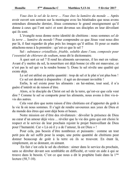 Homélie dimanche 5 février_Abbé Philippe - Cath-VD