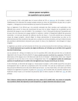 Laissez-passer européens Les questions qui se