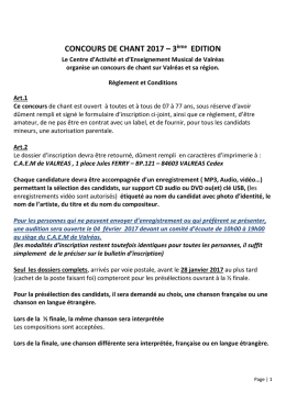 CONCOURS DE CHANT 2017 – 3ème EDITION - Caem-de