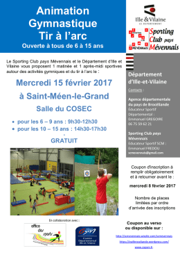 Animation Gymnastique Tir &agrave; l`arc Ouverte &agrave; tous de 6 &agrave; 15 ans