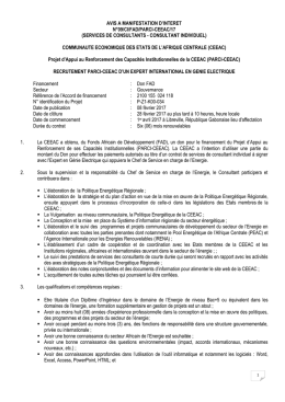 avis a manifestation d`interet n&deg;09/ci/fad/parci