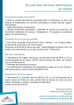 Accueil des services techniques en mairie
