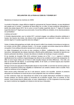 DECLARATION DE LA FSU54 AU CDEN DU 7