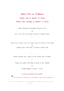 Menu Ici et Ailleurs - Le Jardin des Remparts