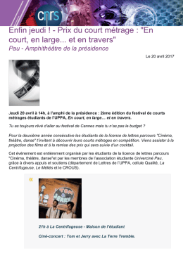 Prix du court m&eacute;trage de l`UPPA : "En court, en large... et en travers"
