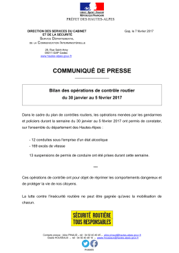 COMMUNIQU&Eacute; DE PRESSE - Internet Services de l`Etat en Hautes