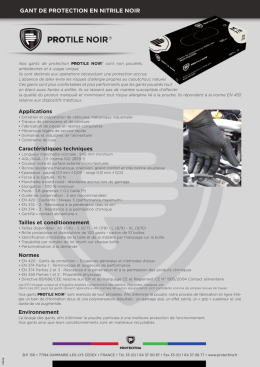 Applications Caract&eacute;ristiques techniques Tailles et