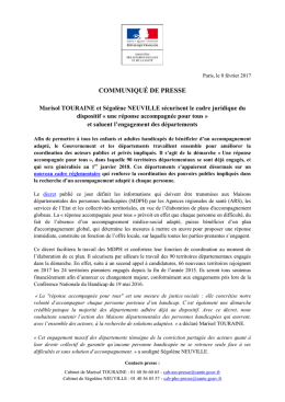 COMMUNIQU&Eacute; DE PRESSE