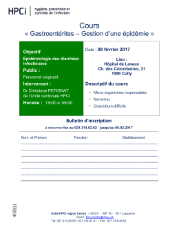 Gastroentérites – Gestion d`une épidémie