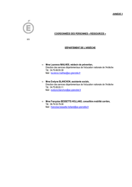 Coordonnées personnes ressources
