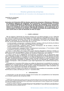 Instruction du 22 décembre 2016 du Directeur général des