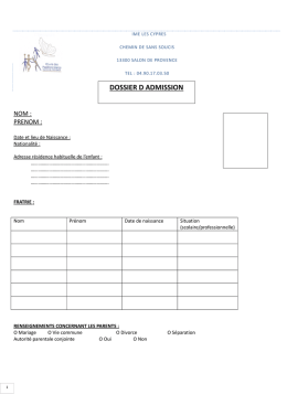 Dossier d`admission à télécharger