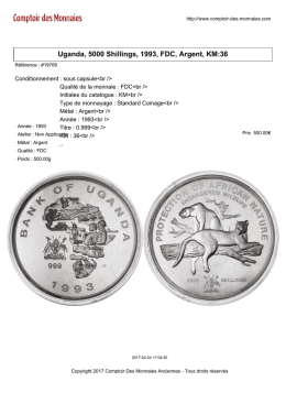 Uganda, 5000 Shillings, 1993, FDC, Argent, KM:36