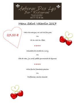 Menu de la Saint Valentin 2017