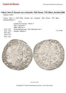 France, Henri II, Douzain aux croissants, 1549, Rouen, TTB, Billon