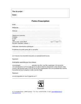 Fiche d`inscription