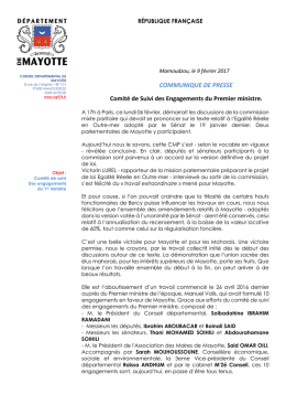 COMMUNIQUE DE PRESSE Comité de Suivi des Engagements du