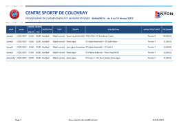 Planning du programme de championnat et manifestations du 6 au