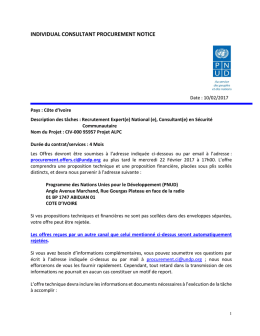 national (e), consultant(e) - UNDP | Procurement Notices