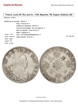 France, Louis XV, &Eacute;cu aux 8 L, 1725, Bayonne, TB, Argent, Gadoury