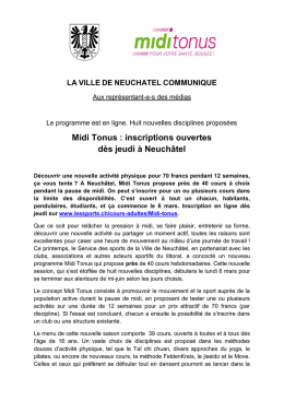 Midi Tonus : inscriptions ouvertes d&egrave;s jeudi &agrave; Neuch&acirc;tel