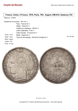 France, Cérès, 5 Francs, 1870, Paris, TB+, Argent, KM:819, Gadoury