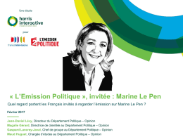 L`Emission Politique », invitée : Marine Le Pen