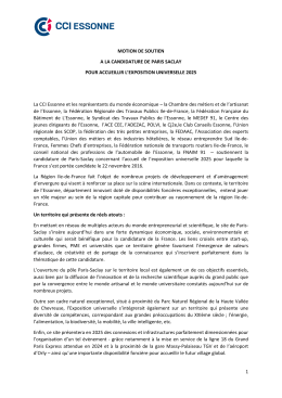 1 MOTION DE SOUTIEN A LA CANDIDATURE DE