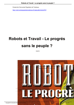 Robots et Travail - Le progrés sans le peuple