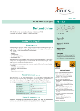 Deltaméthrine (FT 193) - Fiche toxicologique