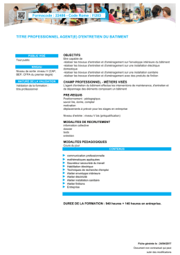 Formacode : 22486 - Code Rome : I1203 TITRE