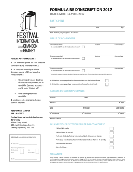 formulaire d`inscription 2017 - Festival international de la chanson