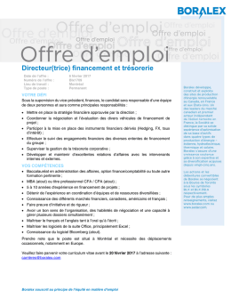 Directeur(trice) financement et trésorerie