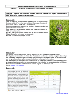 Activit&eacute; 6 La dispersion des graines et la co&eacute;volution