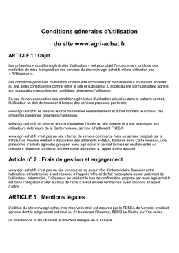 Conditions générales d`utilisation du site www.agri
