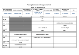 Planning des rattrapages semestre 1 Du 09 Au 11 Février 2017