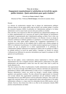 Engagement organisationnel et satisfaction au travail des