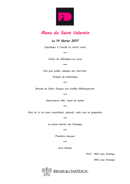 D&eacute;couvrez le menu du Saint Valentin