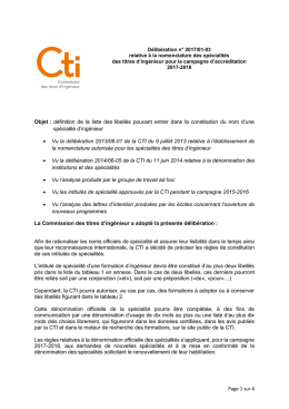 Nomenclature des spécialités des titres d`ingénieur pour la