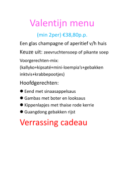 Valentijn menu+ menu de maand