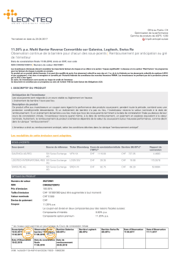 11.20% pa Multi Barrier Reverse Convertible sur Galenica