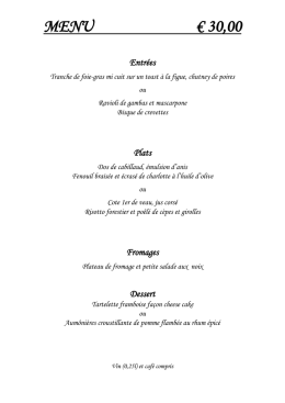 Consultez notre menu à €30 - Hotel Terminus Figeac, Figeac