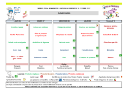 Menus du 6 au 10 février Elémentaires