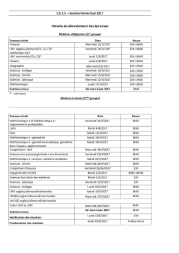 Horaire session février 2017