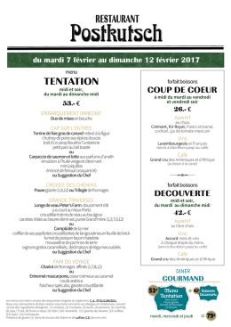 Téléchargez le programme - Restaurant Postkutsch cuisine