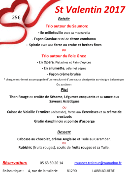 St Valentin 2017 - ROUANET Traiteur