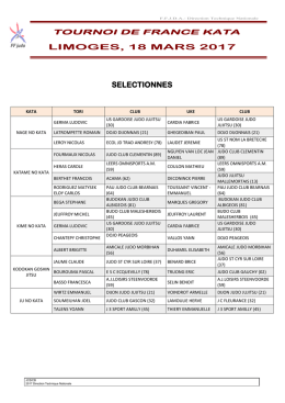 LIMOGES, 18 MARS 2017 SELECTIONNES