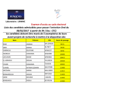 Examen d`acc&egrave;s au cycle doctoral Liste des candidats admissibles