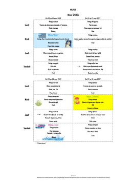 Menus Mars-Avril 2017 - Ecole Communale de Cerfontaine