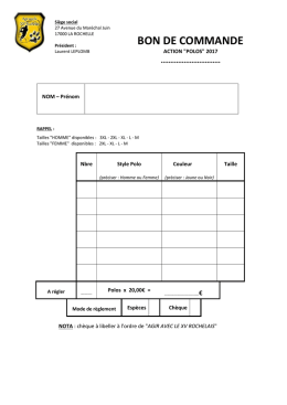 BON DE COMMANDE - Agir avec le XV Rochelais